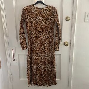 VINTAGE CHEETAH PRINT CRINKLE DRESS